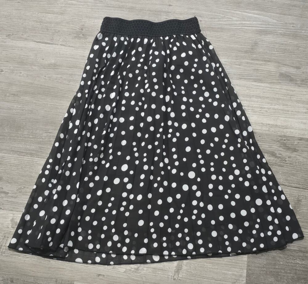 Metro Wear Black & White Pokka Dot Elastic Waist Maxi Skirt